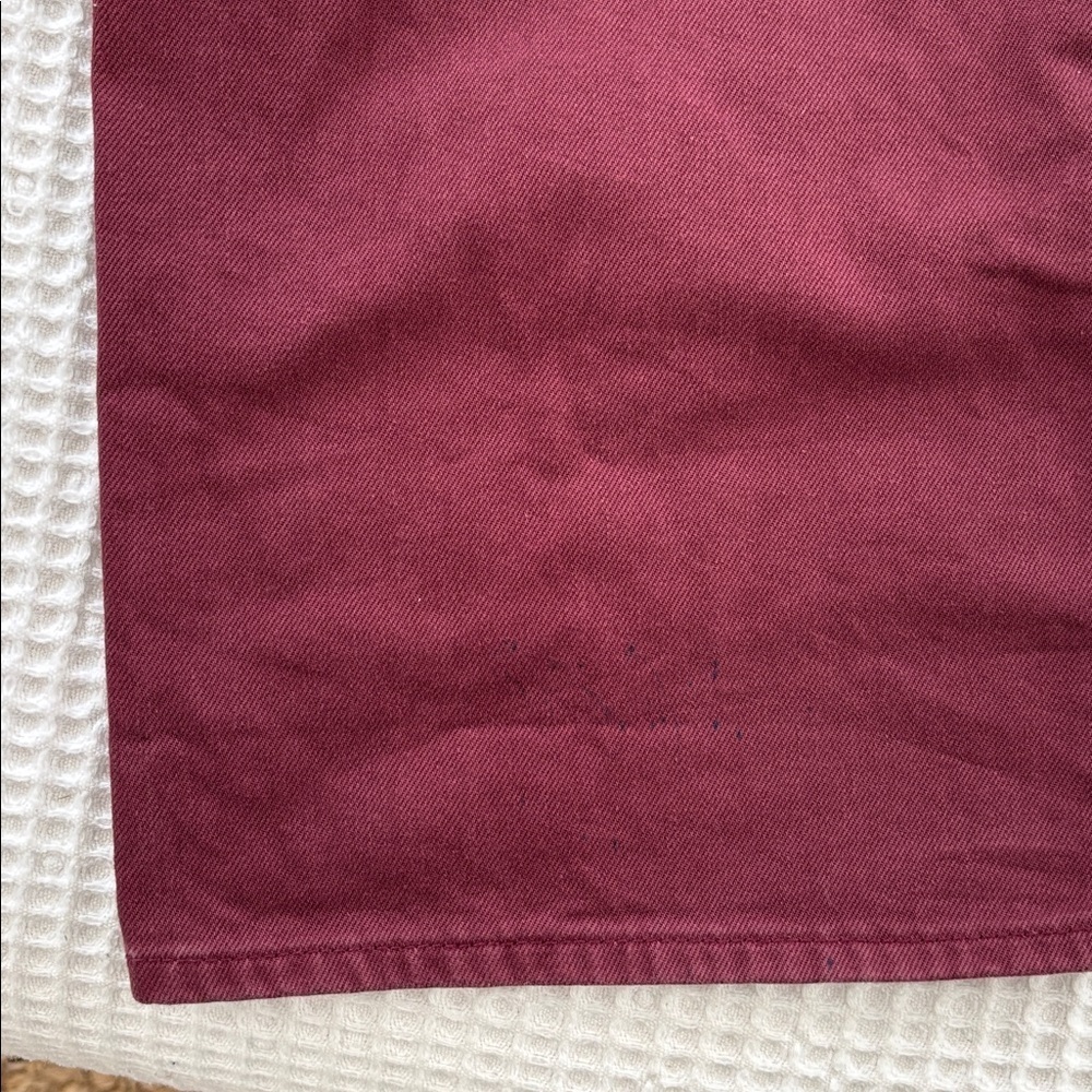 Maroon Burgundy High Rise wide leg baggy Flare Carpenter Jeans Pants twotoned 24 - Picture 11 of 11